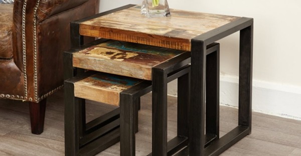 Industrial/ Reclaimed Wood Nest of Tables